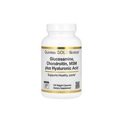 California Gold Nutrition, Glucosamina, condroitina y MSM más ácido hialurónico, 120cápsulas vegetales