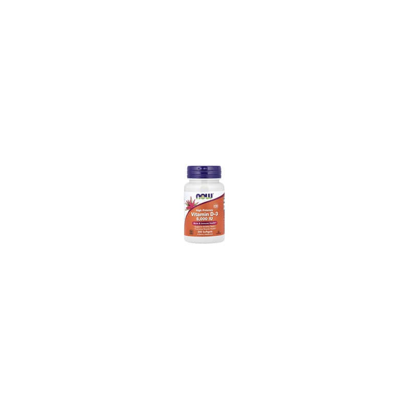 NOW Foods, Vitamina D3, Alta potencia, 125 mcg (5000 UI), 240 cápsulas blandas