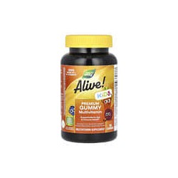 Nature's Way, Alive!, Suplemento multivitamínico prémium en gomitas para niños, Cereza, uva y naranja, 90gomitas
