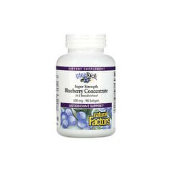 Natural Factors, BlueRich, Superpotente, Concentrado de arándano azul, 500mg, 90cápsulas blandas