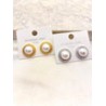 Arete Button Perla Acero