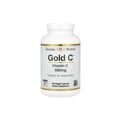 California Gold Nutrition, GoldC, VitaminaC verificada por la Farmacopea de EE.UU. (USP), 500mg, 240cápsulas vegetales