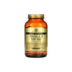 Solgar, Omega-3, EPA y DHA, Concentración triple, 950mg, 100cápsulas blandas