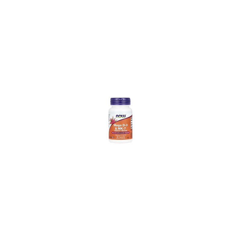 NOW Foods, Mega vitaminaD3 y MK-7, 5000UI, 180mcg, 60cápsulas