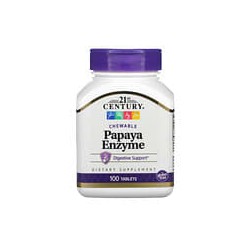 21st Century, Enzima de Papaya, 100 Tabletas Masticables