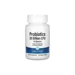 Lake Avenue Nutrition, Probióticos, Mezcla de 10cepas, 25.000millones de UFC, 60cápsulas vegetales