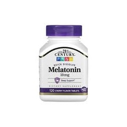 21st Century, Melatonina de disolución rápida, Sabor a cereza, 10mg, 120comprimidos