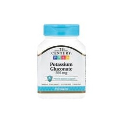 21st Century, Gluconato de potasio, 595 mg, 110 comprimidos