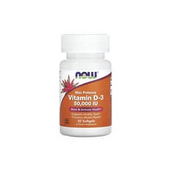 NOW Foods, VitaminaD3, Máxima potencia, 50.000UI, 50cápsulas blandas