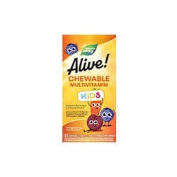 Nature's Way, Alive!, Suplemento multivitamínico masticable para niños, Naranja y baya, 120comprimidos masticables