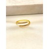 Anillo Abierto Zirconias Dorado Acero