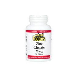Natural Factors, Quelato de zinc, 25mg, 90comprimidos