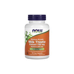 NOW Foods, Extracto de cardo mariano, Concentración máxima, 750 mg, 90 cápsulas vegetales