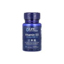 Life Extension, VitaminaD3, 125mcg (5000UI), 60cápsulas blandas