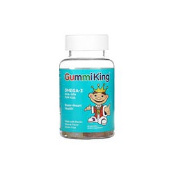 GummiKing, Omega-3 con DHA y EPA para niños, Fresa, naranja y limón, 70 mg, 60 gomitas (35 mg por gomita)