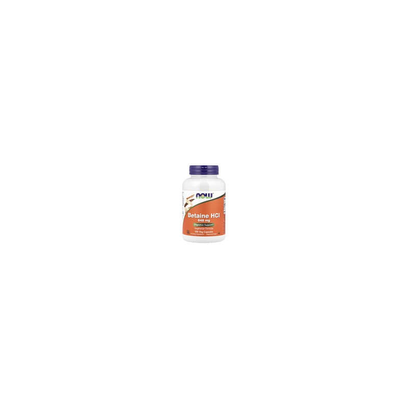NOW Foods, Clorhidrato de betaína, 648mg, 120 cápsulas vegetales