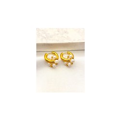 Arracada Flor Perlas Acero