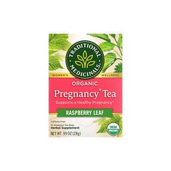 Traditional Medicinals, Pregnancy, Té orgánico para el embarazo, Hoja de frambuesa, Sin cafeína, 16bolsitas de té envueltas, 28g