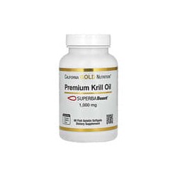 California Gold Nutrition, Aceite de kril prémium con SUPERBABoost, 1000mg, 60cápsulas blandas de gelatina de pescado