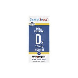Superior Source, D3, Concentración extra, 125 mcg (5000 UI), 100 comprimidos de disolución instantánea MicroLingual®