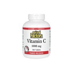 Natural Factors, VitaminaC, Liberación prolongada, 1000mg, 180comprimidos