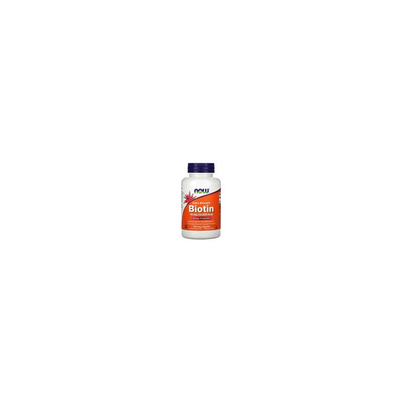 NOW Foods, Biotina con concentración extra, 10mg (10.000mcg), 120cápsulas vegetales