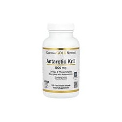California Gold Nutrition, Aceite de kril antártico, Complejo de fosfolípidos de omega-3 con astaxantina, Sabor natural a fresa 