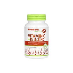 NutriBiotic, Inmunidad, Vitamina C + D3 y zinc, 100 cápsulas