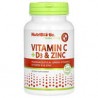 NutriBiotic, Inmunidad, Vitamina C + D3 y zinc, 100 cápsulas