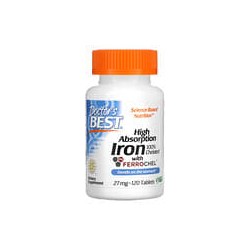 Doctor's Best, Hierro de alta absorción con Ferrochel, 27mg, 120 comprimidos