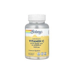 Solaray, VitaminaC de liberación prolongada con rosa mosqueta y acerola, 1000mg, 100comprimidos