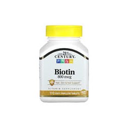 21st Century, Biotina, 800mcg, 110comprimidos fáciles de tragar