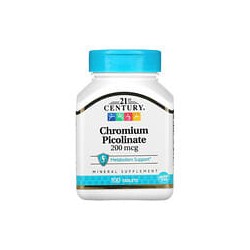 21st Century, Picolinato de cromo, 200 mcg, 100 comprimidos