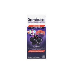 Sambucol, Niños, Saúco negro, Jarabe de sistema inmunitario avanzado, 2 años en adelante, 8360 mg, 230 ml (7,8 oz. líq.)