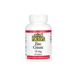 Natural Factors, Citrato de zinc, 15mg, 90comprimidos
