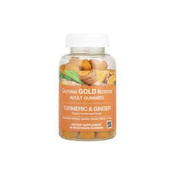 California Gold Nutrition, Gomitas con cúrcuma y jengibre, Sabor natural a frutas tropicales, 90gomitas vegetales