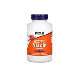 NOW Foods, Niacina, No causa enrojecimiento, Doble concentración, 500mg, 180cápsulas vegetales