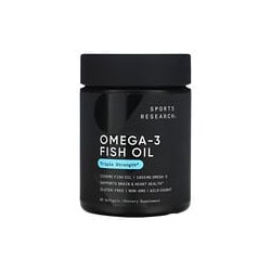 Sports Research, Aceite de pescado con omega-3, Triple concentración, 1250mg, 60cápsulas blandas