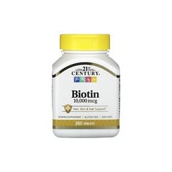 21st Century, Biotina, 10.000 mcg, 360 comprimidos