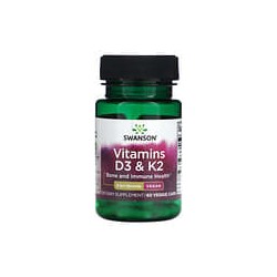 Swanson, Vitaminas D3 y K2, 60 cápsulas vegetales