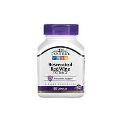 21st Century, Resveratrol y extracto de vino tinto, 90cápsulas