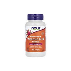 NOW Foods, VitaminaD3, Alta potencia, 1000UI, 360cápsulas blandas
