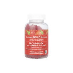 California Gold Nutrition, Gomitas con complejo de vitaminasB, vitaminaC y zinc, Sabor natural a fresa, 90gomitas vegetales