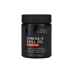 Sports Research, Aceite de kril con omega-3, Doble concentración, 1000mg, 60cápsulas blandas