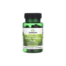 Swanson, Cáscaras de nuez negra de espectro completo, 500 mg, 60 cápsulas