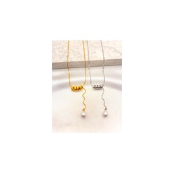 Collar Aros y Perla Acero