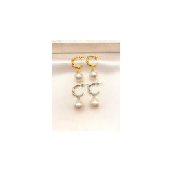 Arracada Twist Perla Acero