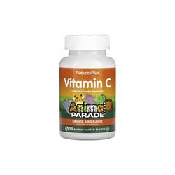 NaturesPlus, Source of Life, Animal Parade, Vitamina C, Sabor natural a zumo de naranja, 90 comprimidos con forma de animal