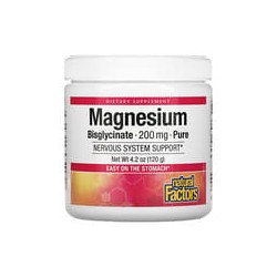 Natural Factors, Bisglicinato de magnesio, Puro, 200 mg, 120 g (4,2 oz)
