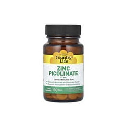 Country Life, Picolinato de zinc, 25 mg, 100 comprimidos